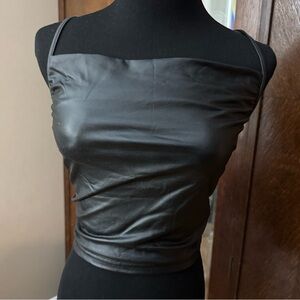 Joocy Babi Pleather Strappy Crop Top